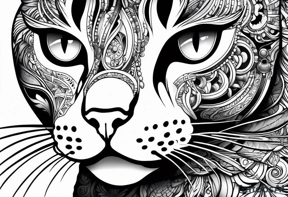 Cat with 8 eyes tattoo idea