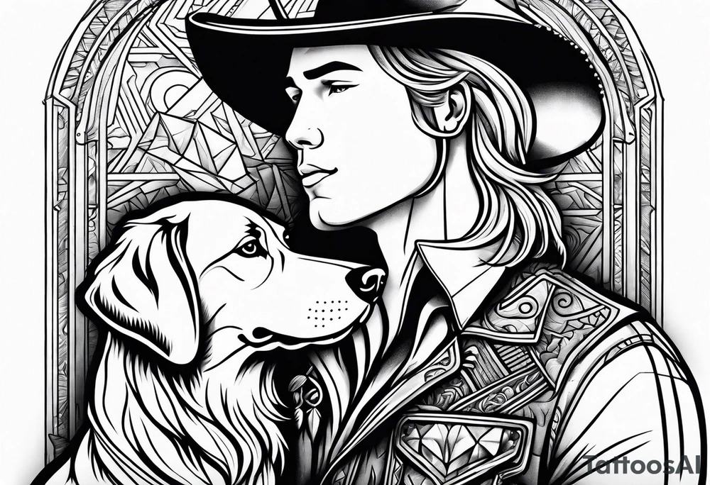 cowboy and golden retriever tattoo idea