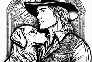 cowboy and golden retriever tattoo idea