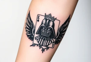 deck of cards, Darth vader, black feathers. princess crown tattoo idea