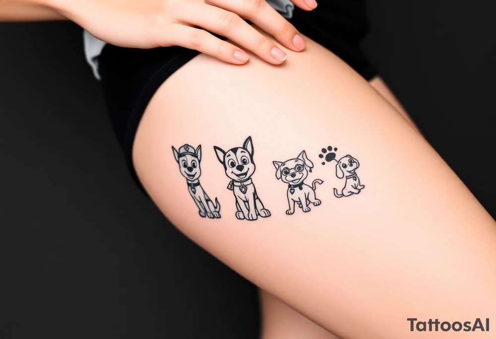 The silhouettes of Paw Patrol member tattoo idea