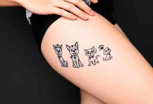 The silhouettes of Paw Patrol member tattoo idea