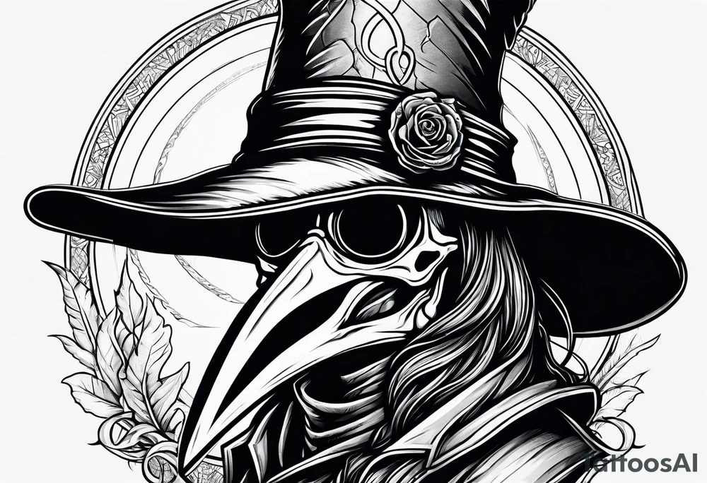 dark fantasy plague doctor skull tattoo idea