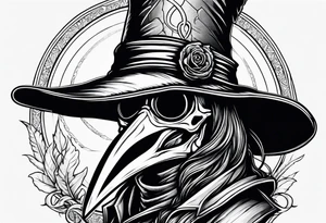 dark fantasy plague doctor skull tattoo idea