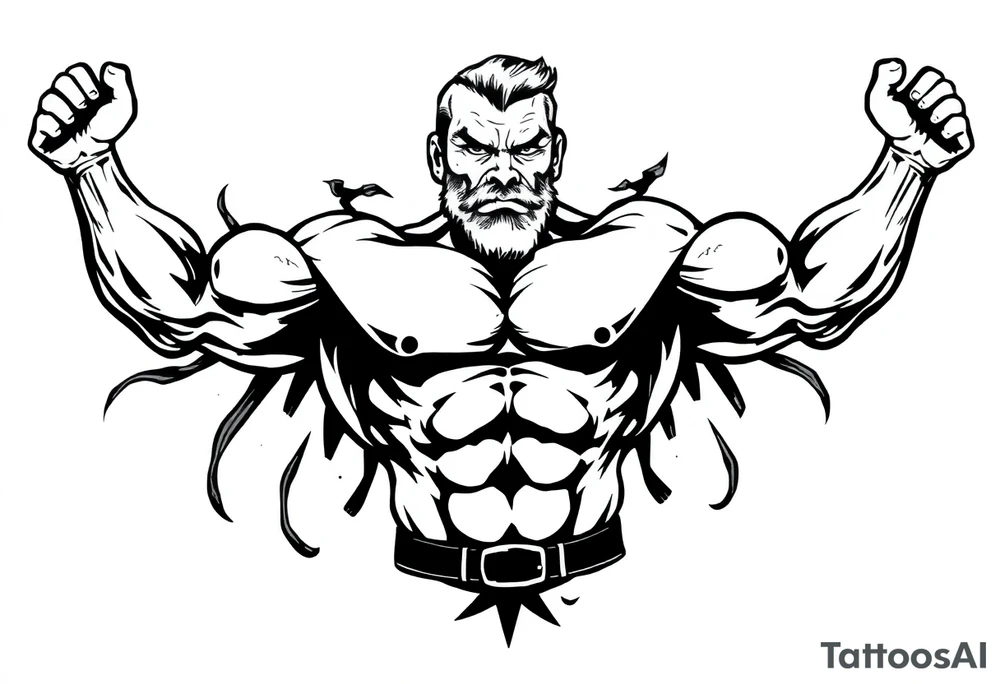 Muscle man old school tattoo idea