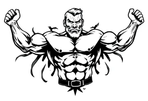 Muscle man old school tattoo idea