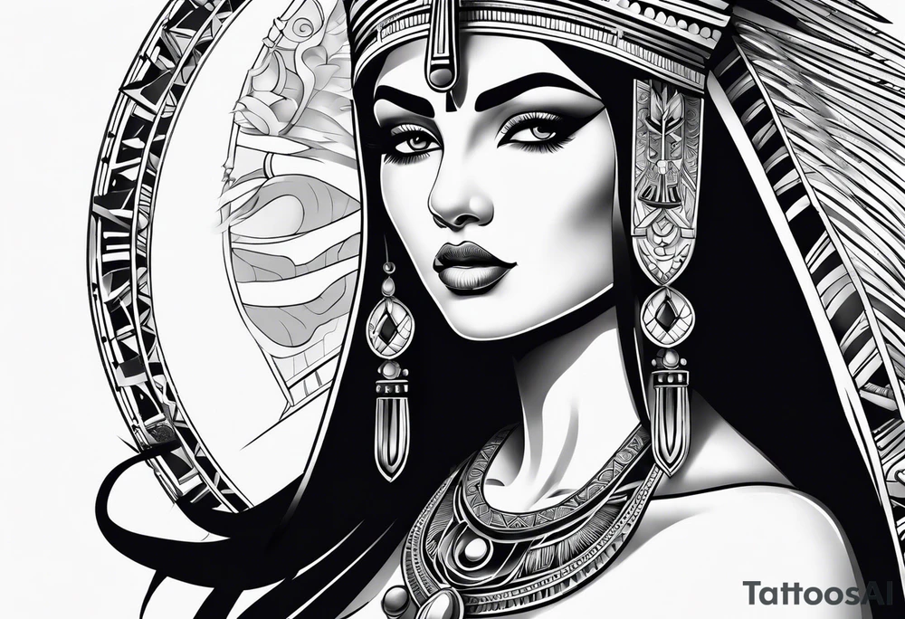 Cleopatra chest tattoo tribal tattoo idea