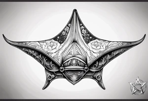 Manta ray with a nautical star inside tattoo idea