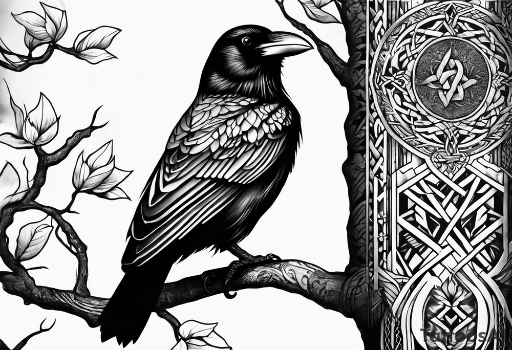 world tree with a raven and knotwork sleeve tattoo tattoo idea world tree with a raven and knotwork sleeve tattoo tattoo idea
