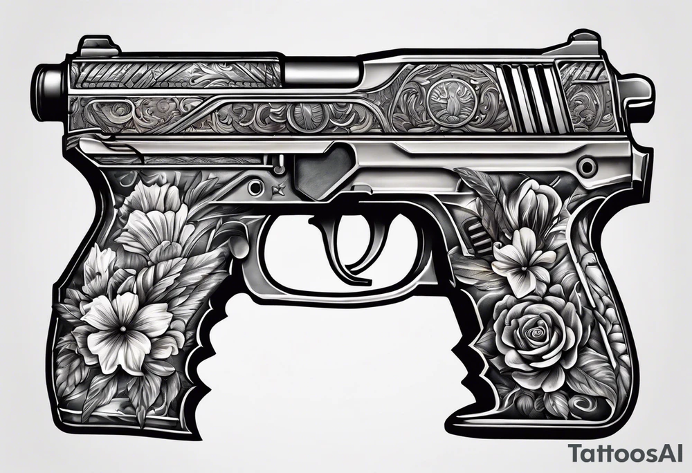 The letters AR with pistols on each side tattoo idea