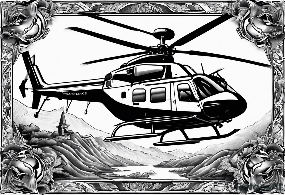 long sleeve tattoo with helicopters tattoo idea