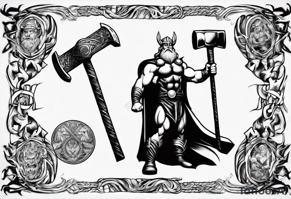 God Thor with a hammer tattoo idea