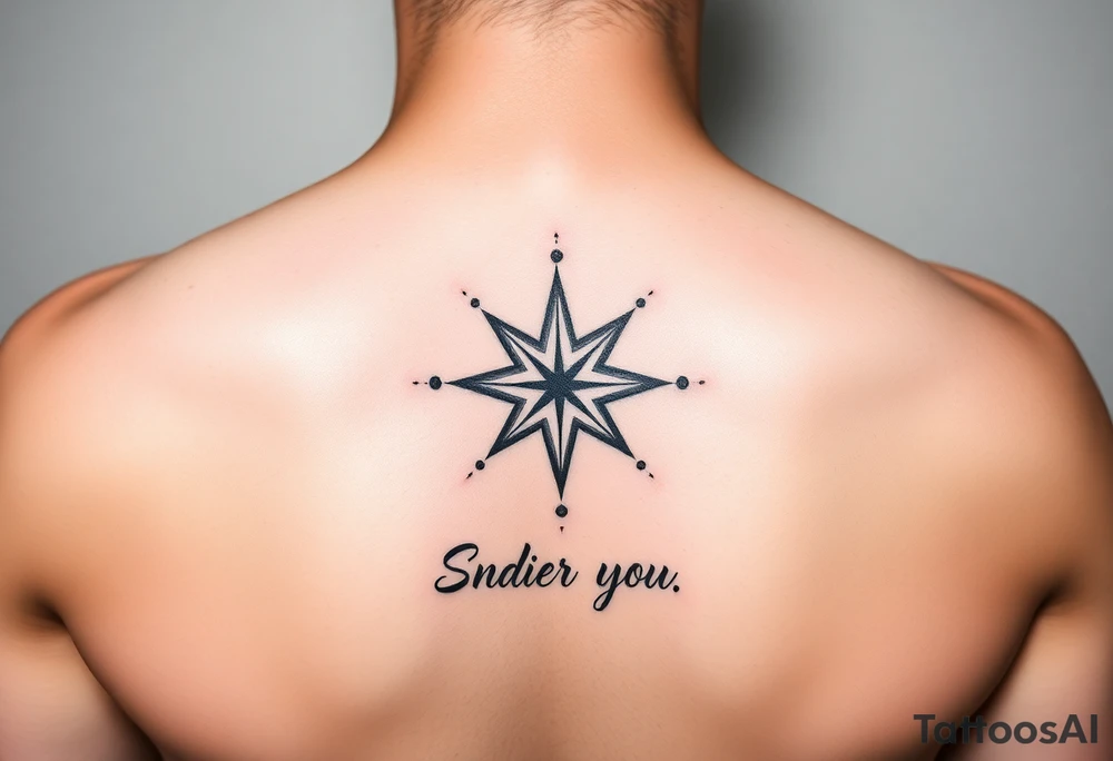 Beautiful and elegant star and dots hand tattoo with text tattoo idea