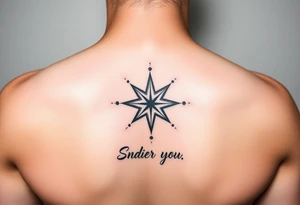 Beautiful and elegant star and dots hand tattoo with text tattoo idea