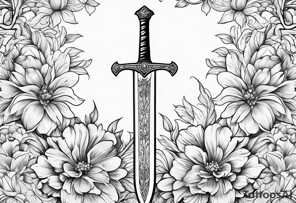 sword
sword true flower
fine line
gentle
thin lines
floral design tattoo idea