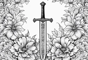 sword
sword true flower 
fine line
gentle
thin lines
floral design tattoo idea