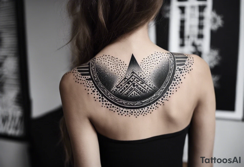 I want a mysterious enigmatic tattoo, with mysterious symbols and phrases, with the meaning of curiosity about conspiracy theories, the future, and the past, something that completes the upper part of the arm that is between the middle of the arm and the shoulder tattoo idea