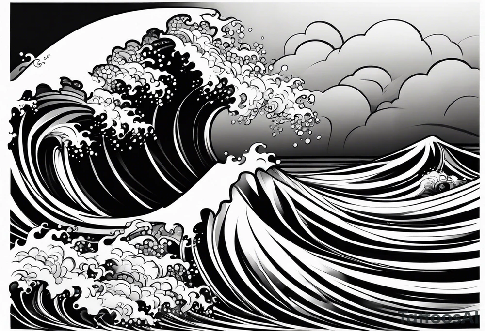 picture 8 by 8 centimeters of sea waves during a storm tattoo idea