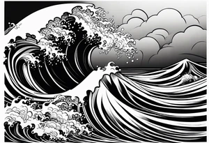 picture 8 by 8 centimeters of sea waves during a storm tattoo idea
