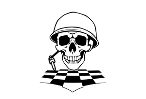 soldier skull with checkered floor tattoo idea