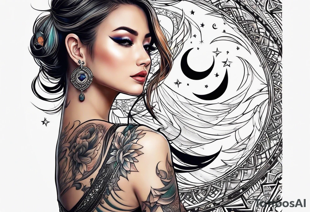 Stars moon tattoo idea