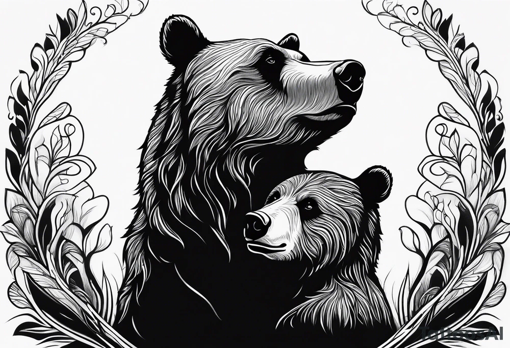 mother bear and cub looking at each other teardrop shaped simple tattoo idea mother bear and cub looking at each other teardrop shaped simple tattoo idea