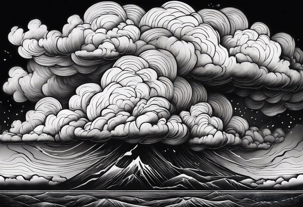 Heavy dark storm clouds tattoo idea
