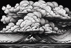 Heavy dark storm clouds tattoo idea
