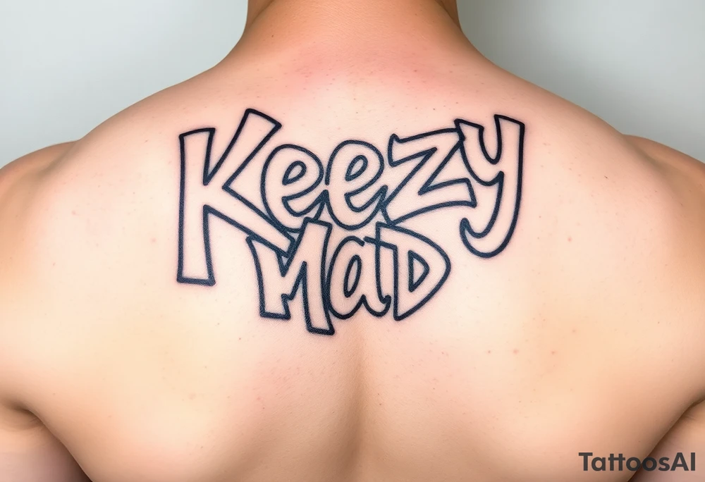 Graffiti spray paint style big fat hollow bubble lettering as one  (KeezY MadE) tattoo idea
