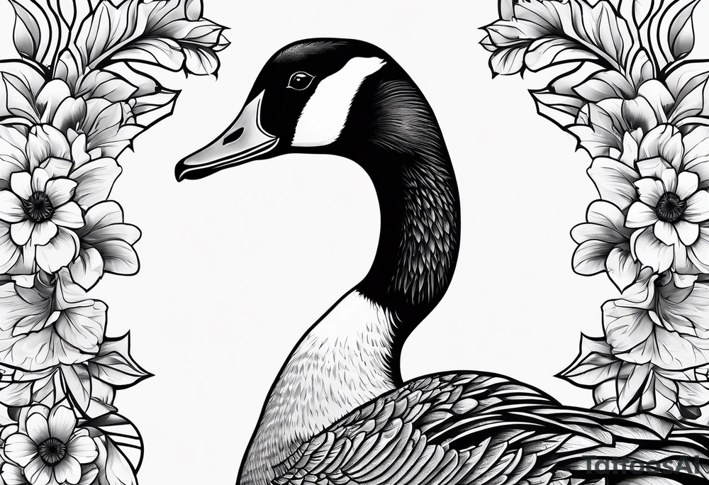 angry canadian goose with flowers at the bottom tattoo idea angry canadian goose with flowers at the bottom tattoo idea