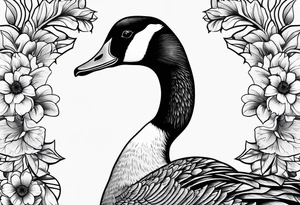 angry canadian goose with flowers at the bottom tattoo idea