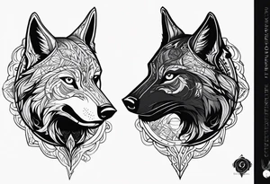 a wolf revealing its skull inspired by elden ring in neo tribal and sigil style tattoo idea