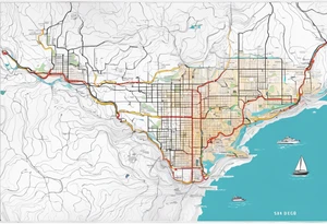 The exact Route from San Francisco to San Diego as a Single Line on the Streetmap from California, without any other Details tattoo idea