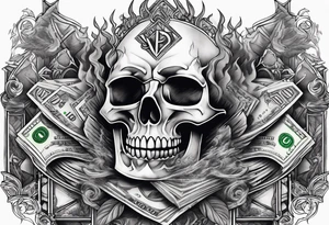 Savage letters smoke rising money tattoo idea