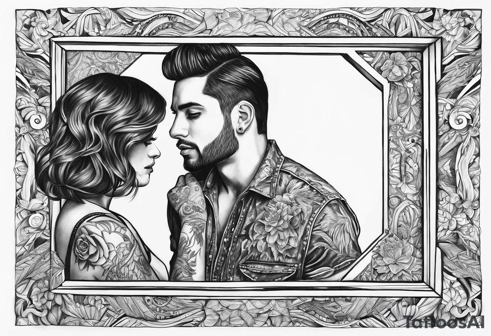Transgender man looking in mirror to a girl tattoo idea