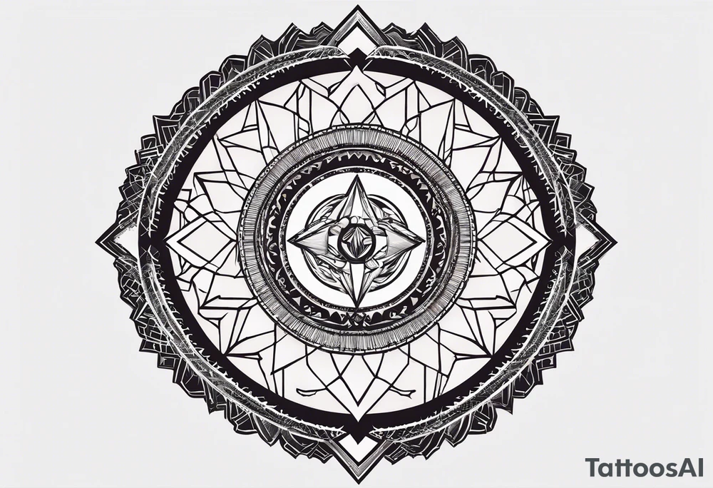 Simplistic symbol large delta inside a circle made from chain tattoo idea