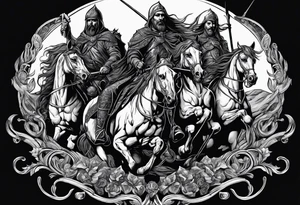 4 horseman of the apocalypse - Death, Famine, War, and Conquest tattoo idea