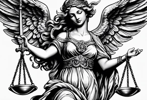 lady justice with wing

very realistic tattoo idea
