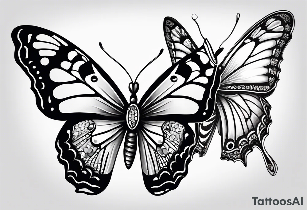 a butterfly and a moth next to each other small tattoo idea