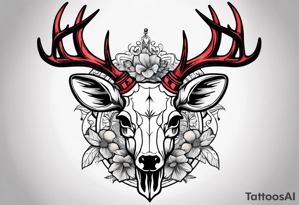 A deer skull. The astrological sign for Aries and Taurus hanging from the antlers. There should be some strawberry imagery in it also. tattoo idea