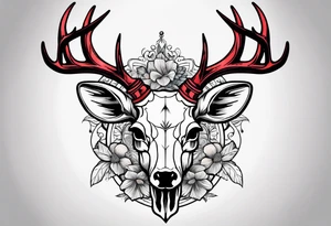 A deer skull. The astrological sign for Aries and Taurus hanging from the antlers. There should be some strawberry imagery in it also. tattoo idea