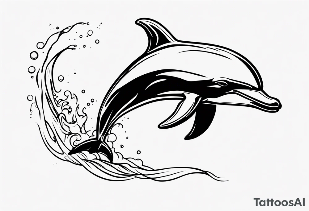 Thin outline of a dolphin without any fill tattoo idea