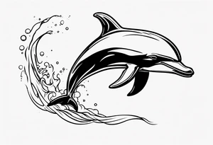Thin outline of a dolphin without any fill tattoo idea