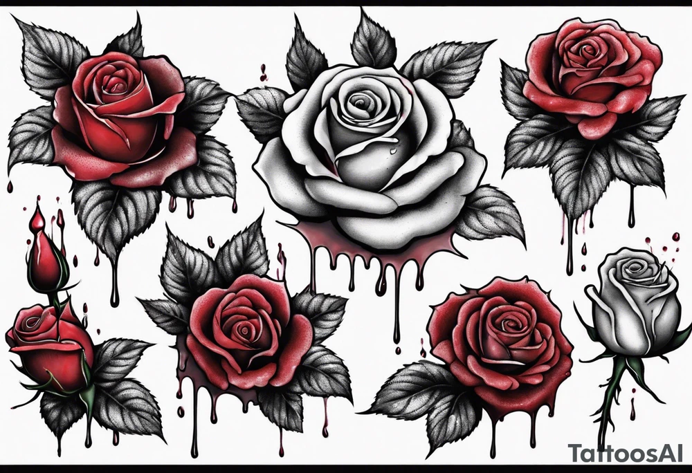 the top of a rose that is bleeding tattoo idea