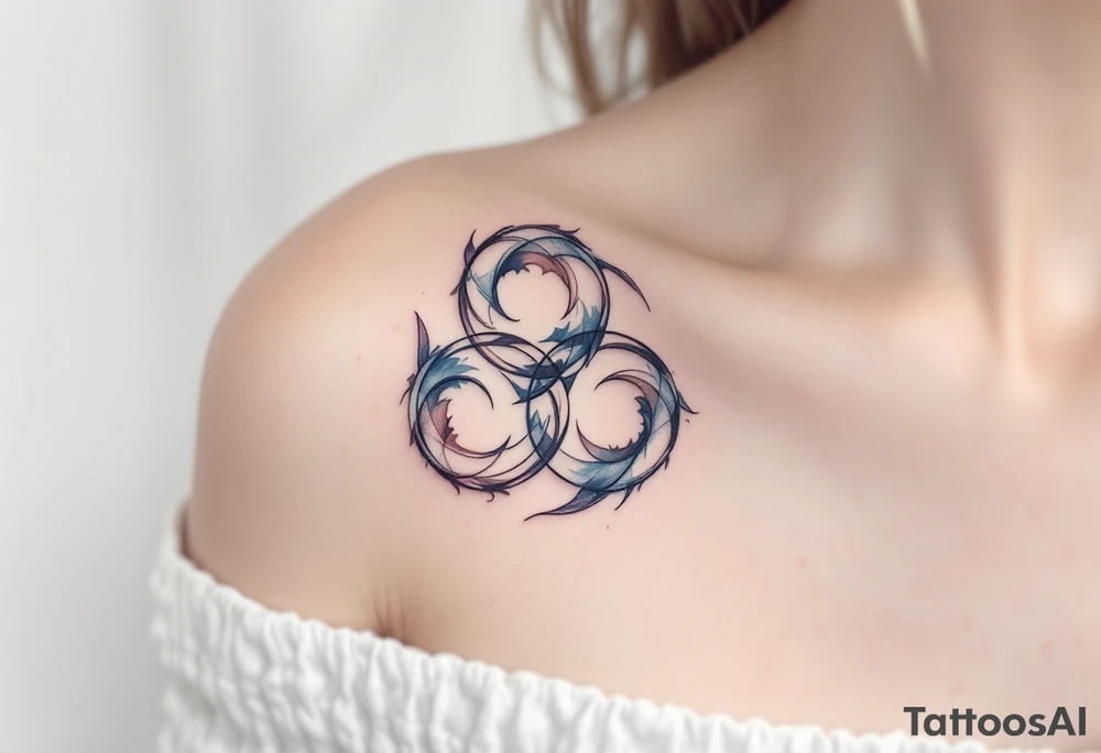 Delicate soft grays, blues, and whites, creating three triskelion spirals. tattoo idea