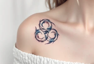 Delicate soft grays, blues, and whites, creating three triskelion spirals. tattoo idea