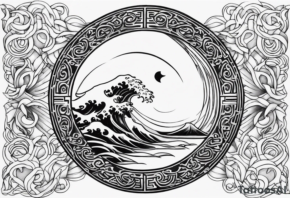 a simple ting yang symbol with water integrated tattoo idea