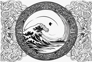 a simple ting yang symbol with water integrated tattoo idea