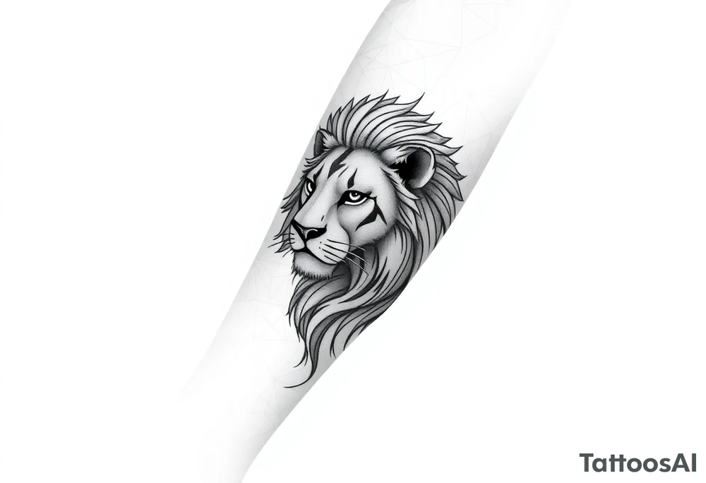 Forearm sleeve tattoo with lion tattoo idea