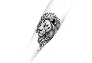 Forearm sleeve tattoo with lion tattoo idea